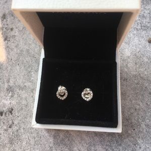 Pandora Heart Shaped CZ Stud Earrings